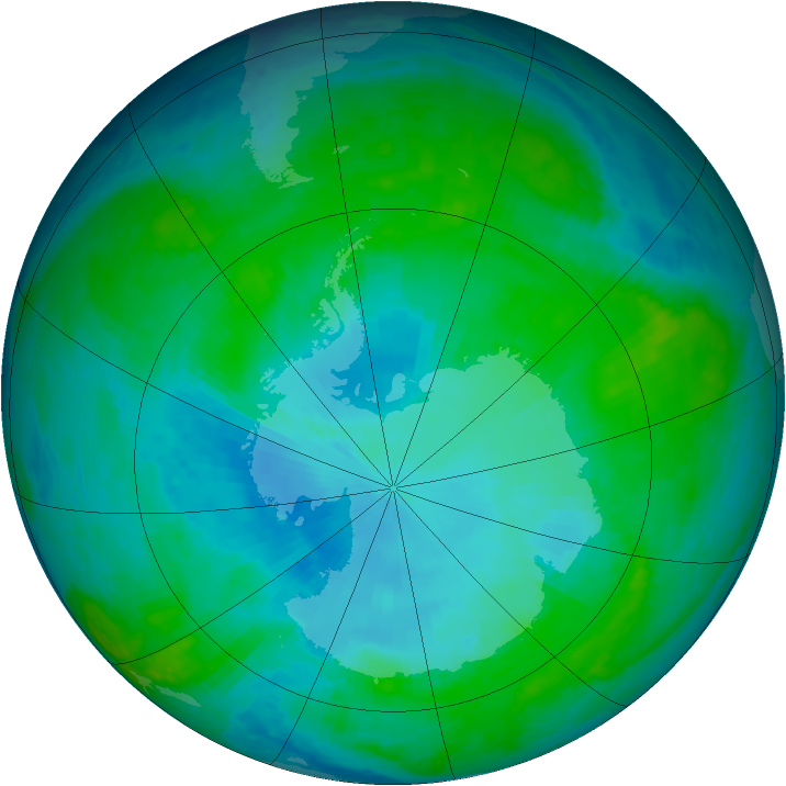 Antarctic ozone map for 25 January 2003